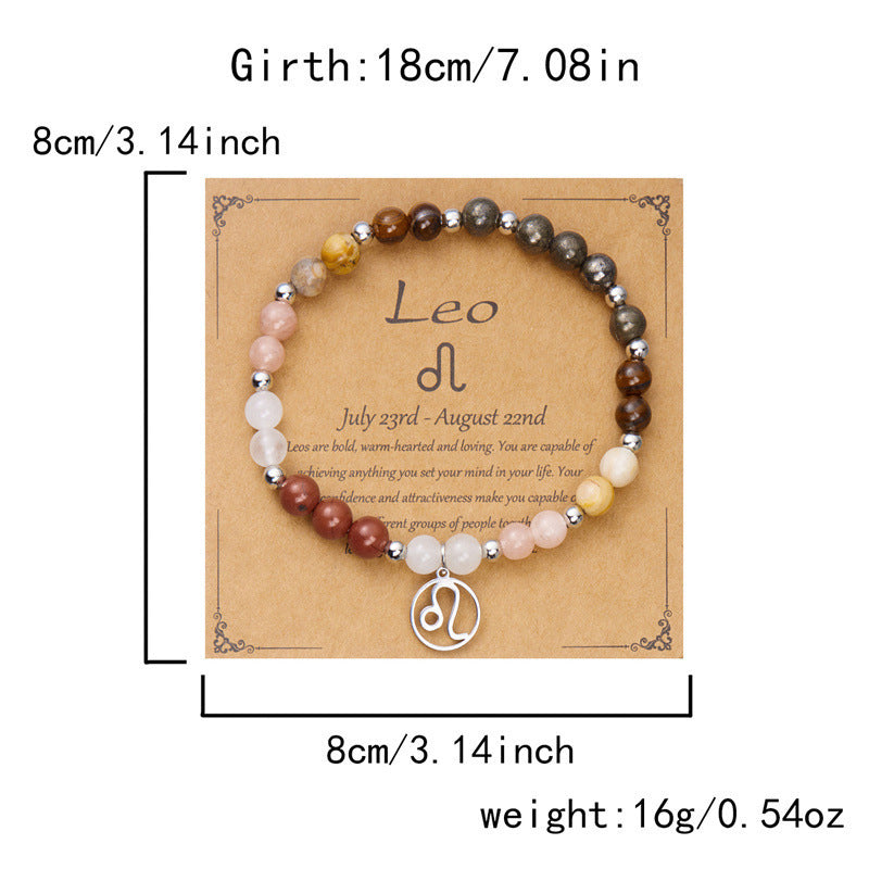 ✨12 Zodiac Stone Beaded Bracelet with Astrological Sign Charm