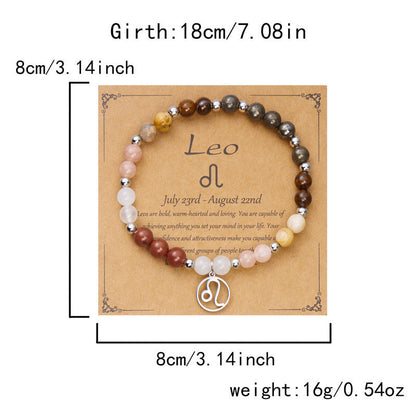 ✨12 Zodiac Stone Beaded Bracelet with Astrological Sign Charm
