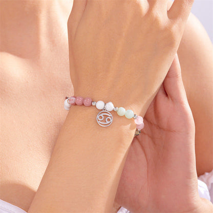 ✨12 Zodiac Stone Beaded Bracelet with Astrological Sign Charm