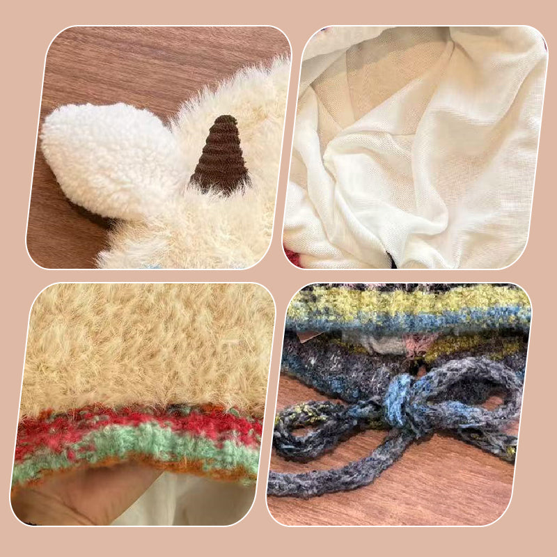 Plush lamb-shaped hat and cute earmuffs