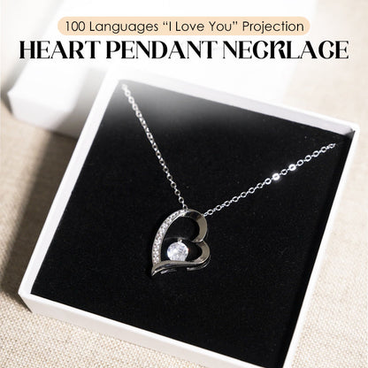 🌹100 Languages “I Love You” Projection Heart Pendant Necklace💕