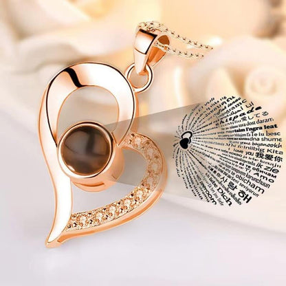 🌹100 Languages “I Love You” Projection Heart Pendant Necklace💕