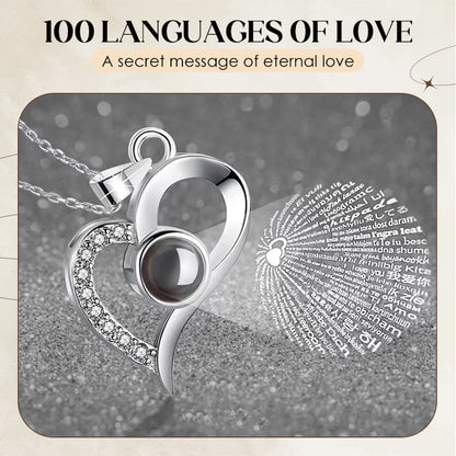 🌹100 Languages “I Love You” Projection Heart Pendant Necklace💕