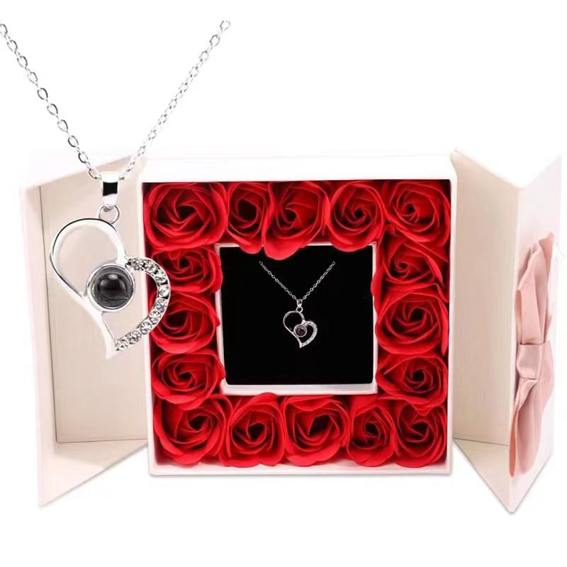 🌹100 Languages “I Love You” Projection Heart Pendant Necklace💕