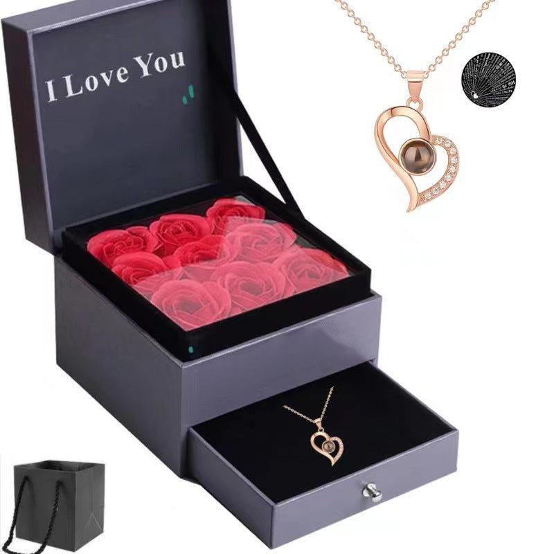 🌹100 Languages “I Love You” Projection Heart Pendant Necklace💕