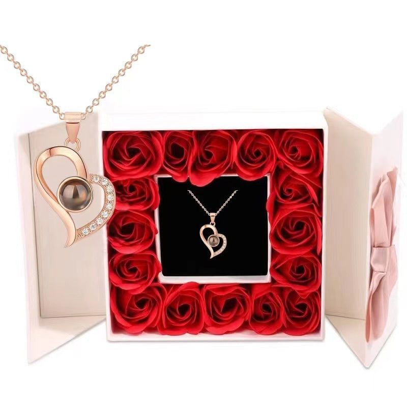 🌹100 Languages “I Love You” Projection Heart Pendant Necklace💕