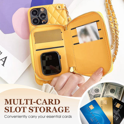 Chic Zipper Wallet Phone Case with Chain Strap