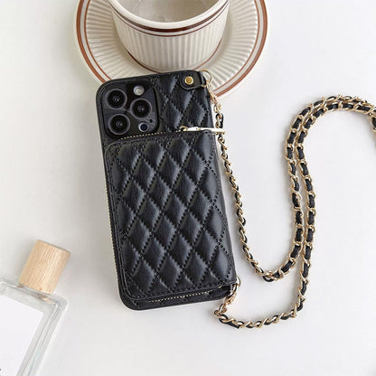 Chic Zipper Wallet Phone Case with Chain Strap