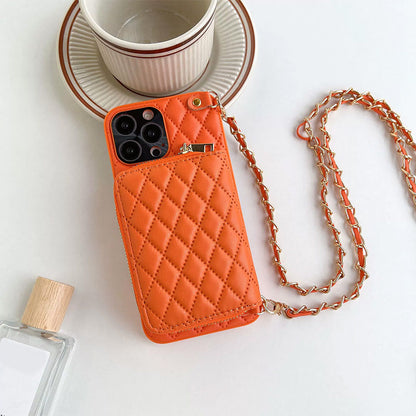 Chic Zipper Wallet Phone Case with Chain Strap