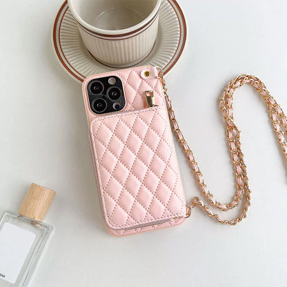Chic Zipper Wallet Phone Case with Chain Strap