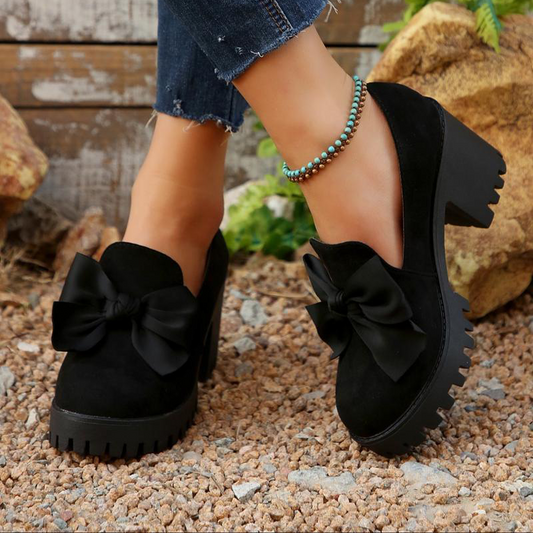 👠Women's Bow Chunky Heel Loafers