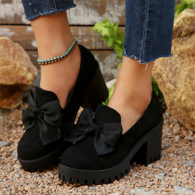 👠Women's Bow Chunky Heel Loafers