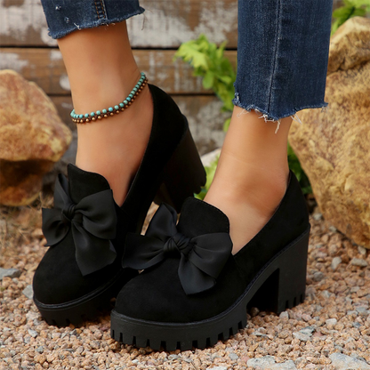 👠Women's Bow Chunky Heel Loafers