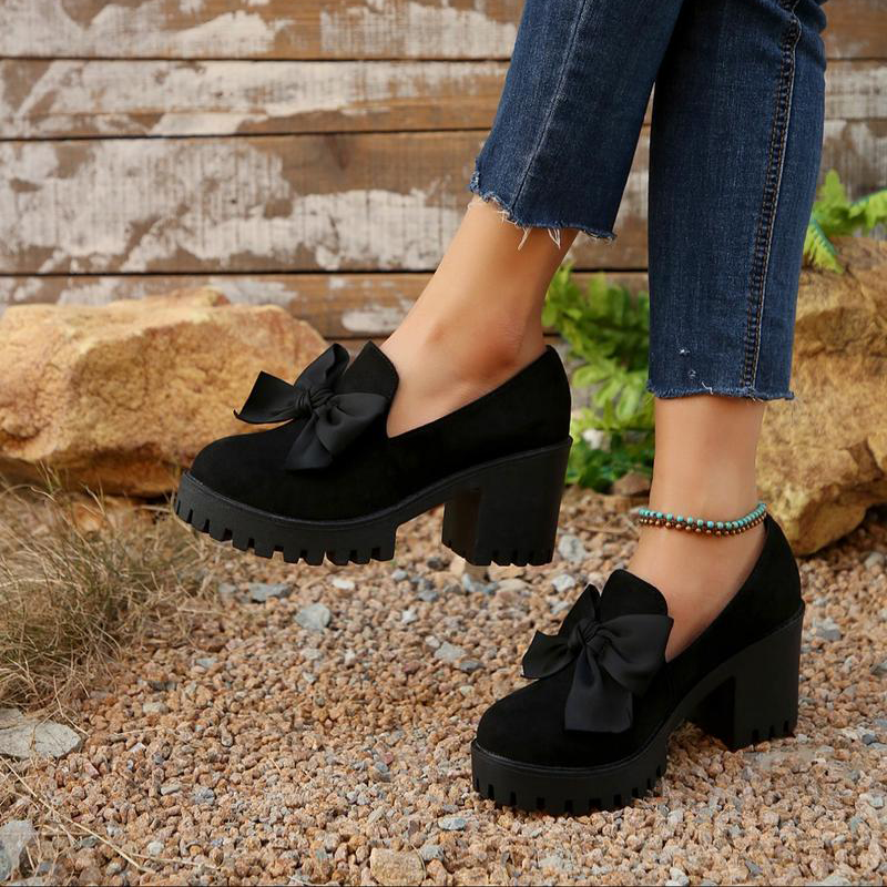 👠Women's Bow Chunky Heel Loafers