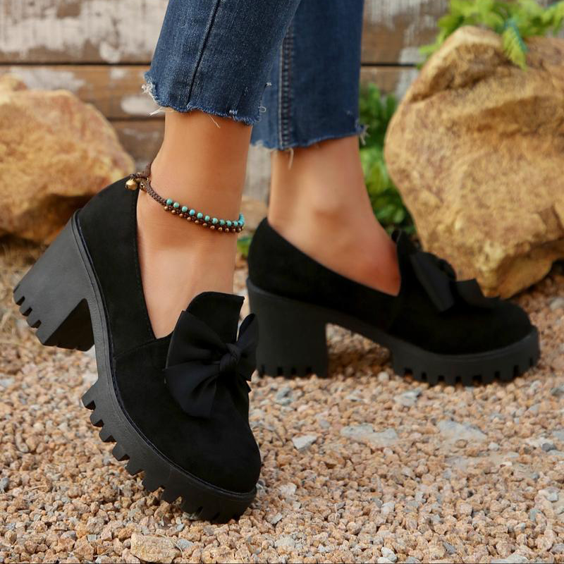 👠Women's Bow Chunky Heel Loafers