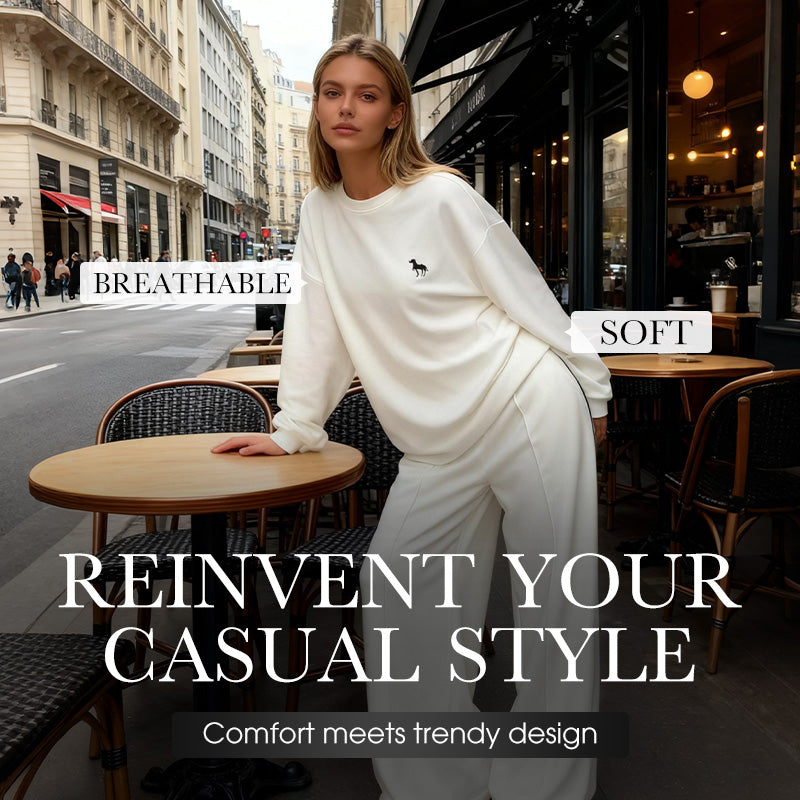 🍂Women's Embroidered Long-Sleeve Crewneck Tops ＆ Pants 2-Piece Set