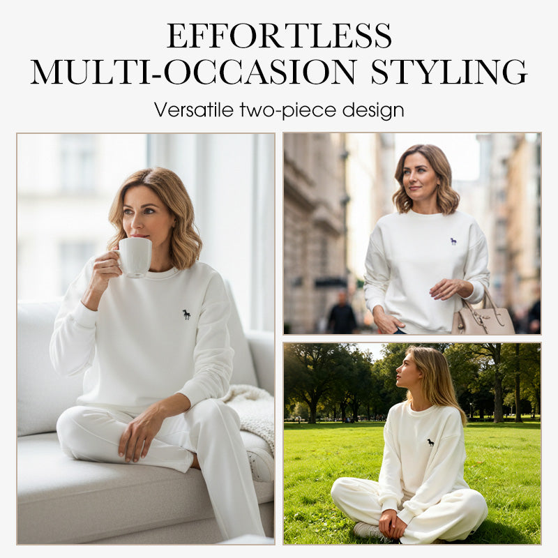 🍂Women's Embroidered Long-Sleeve Crewneck Tops ＆ Pants 2-Piece Set