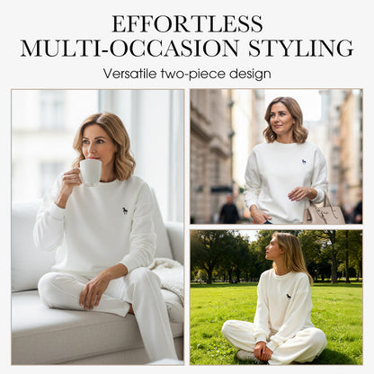 🍂Women's Embroidered Long-Sleeve Crewneck Tops ＆ Pants 2-Piece Set