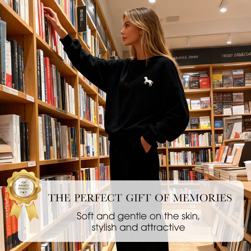 🍂Women's Embroidered Long-Sleeve Crewneck Tops ＆ Pants 2-Piece Set