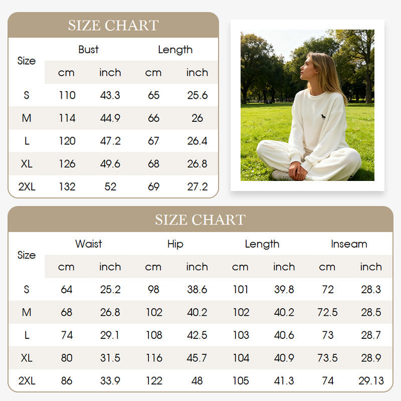 🍂Women's Embroidered Long-Sleeve Crewneck Tops ＆ Pants 2-Piece Set