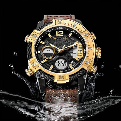 Multifunctional Dual Display 3ATM Waterproof Men's Quartz Sports Watch