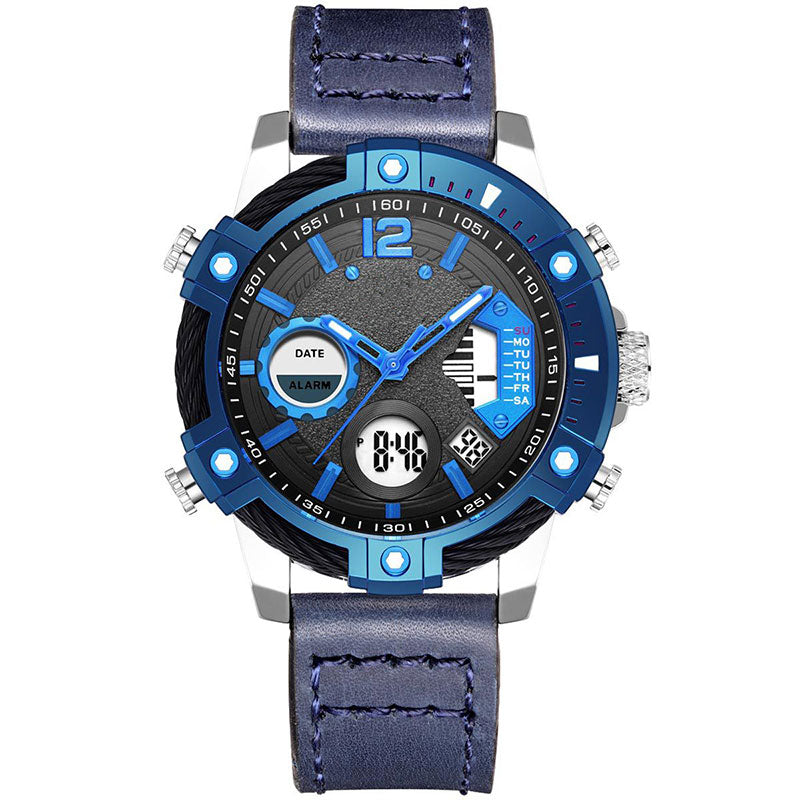 Multifunctional Dual Display 3ATM Waterproof Men's Quartz Sports Watch