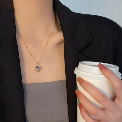 💕Colourful Ocean Heart Pendant Titanium Necklace