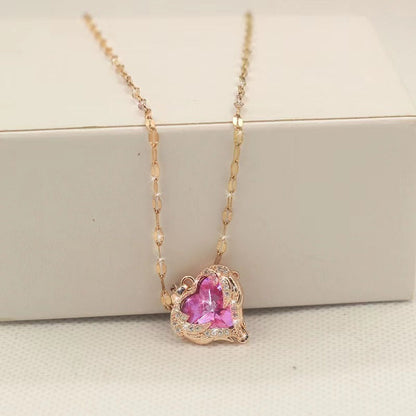 💕Colourful Ocean Heart Pendant Titanium Necklace