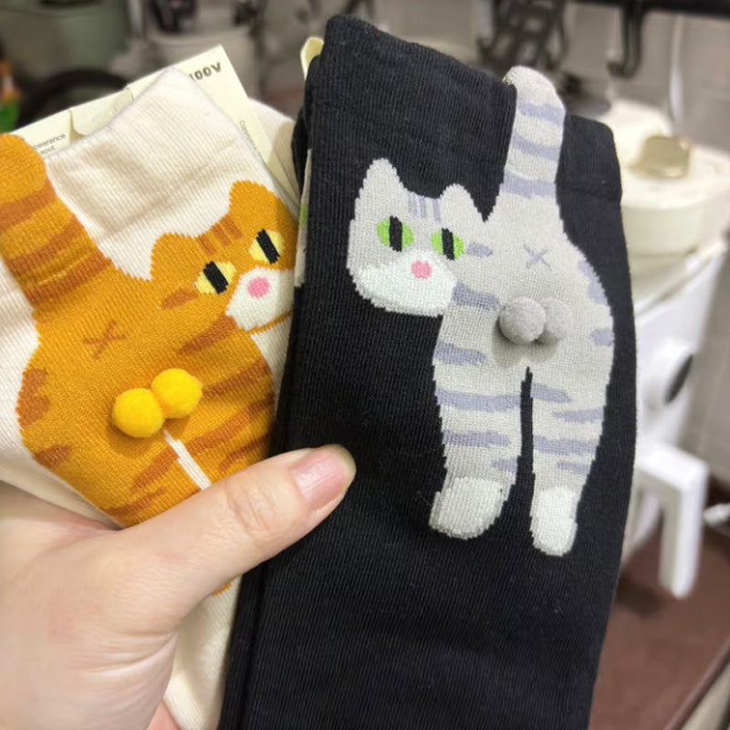 2 Pairs Funny Cat Balls Socks for Men & Women
