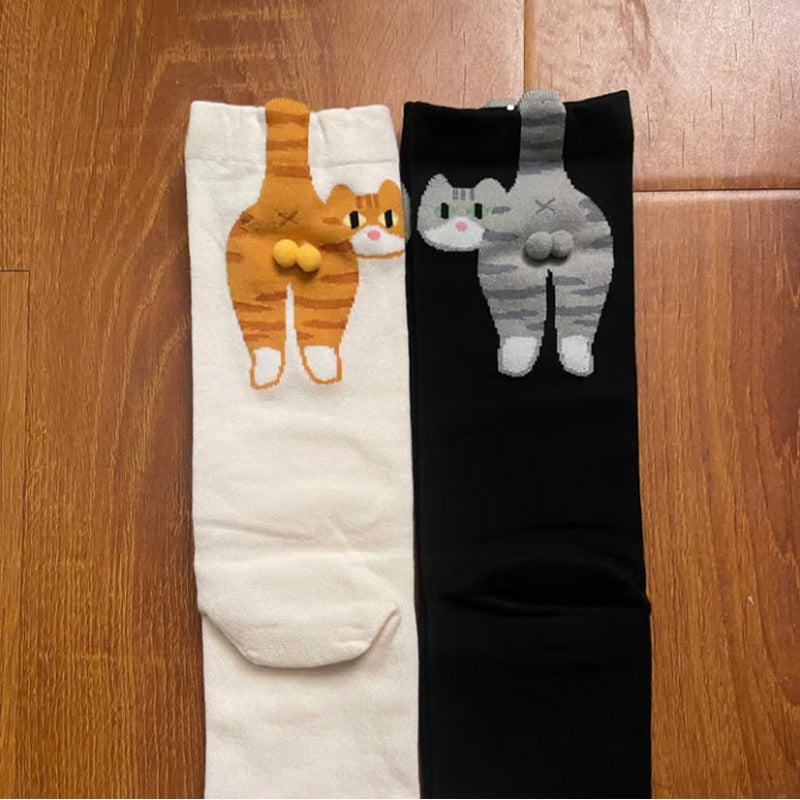 2 Pairs Funny Cat Balls Socks for Men & Women