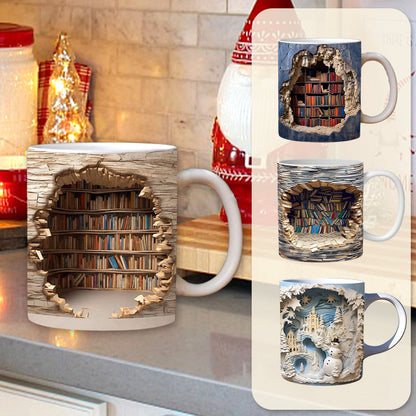 🔥3D Bookshelf Mug Cup