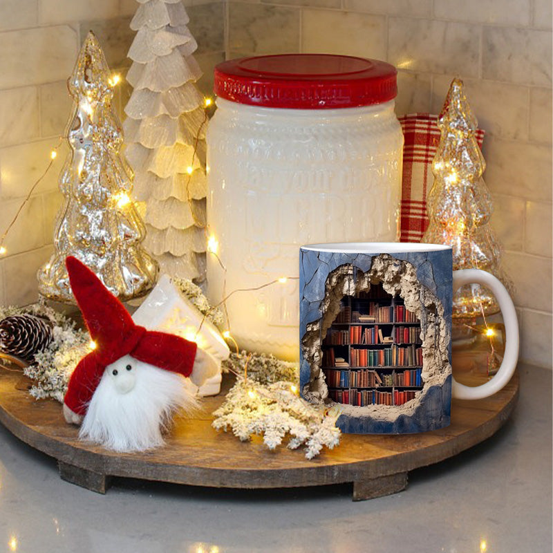 🔥3D Bookshelf Mug Cup