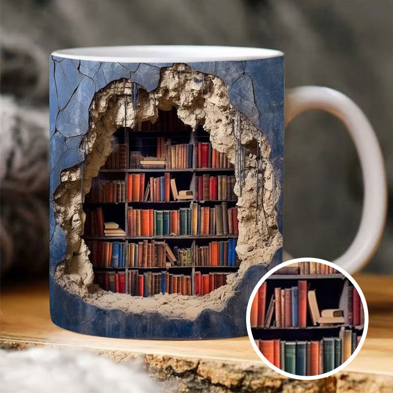 🔥3D Bookshelf Mug Cup