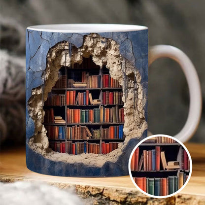 🔥3D Bookshelf Mug Cup
