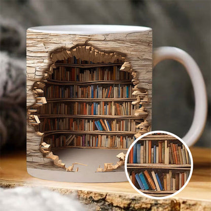 🔥3D Bookshelf Mug Cup