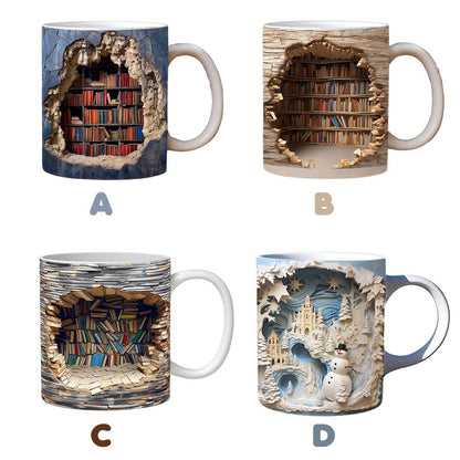 🔥3D Bookshelf Mug Cup