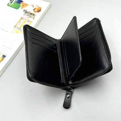 Men's Zipper Bifold Wallet with 9 Card Slots