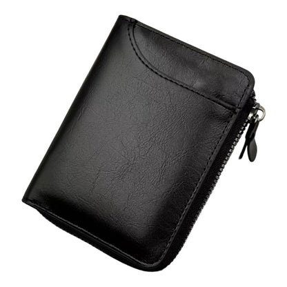 Men's Zipper Bifold Wallet with 9 Card Slots