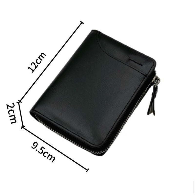 Men's Zipper Bifold Wallet with 9 Card Slots