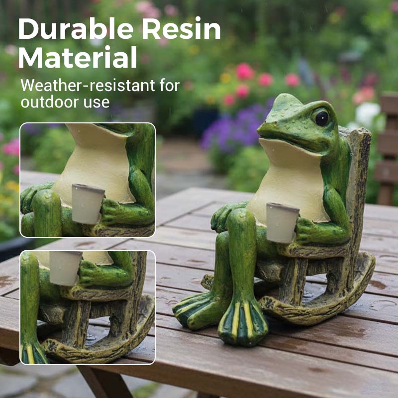 🐸Solar Frog Rocking Chair Ornament🍃