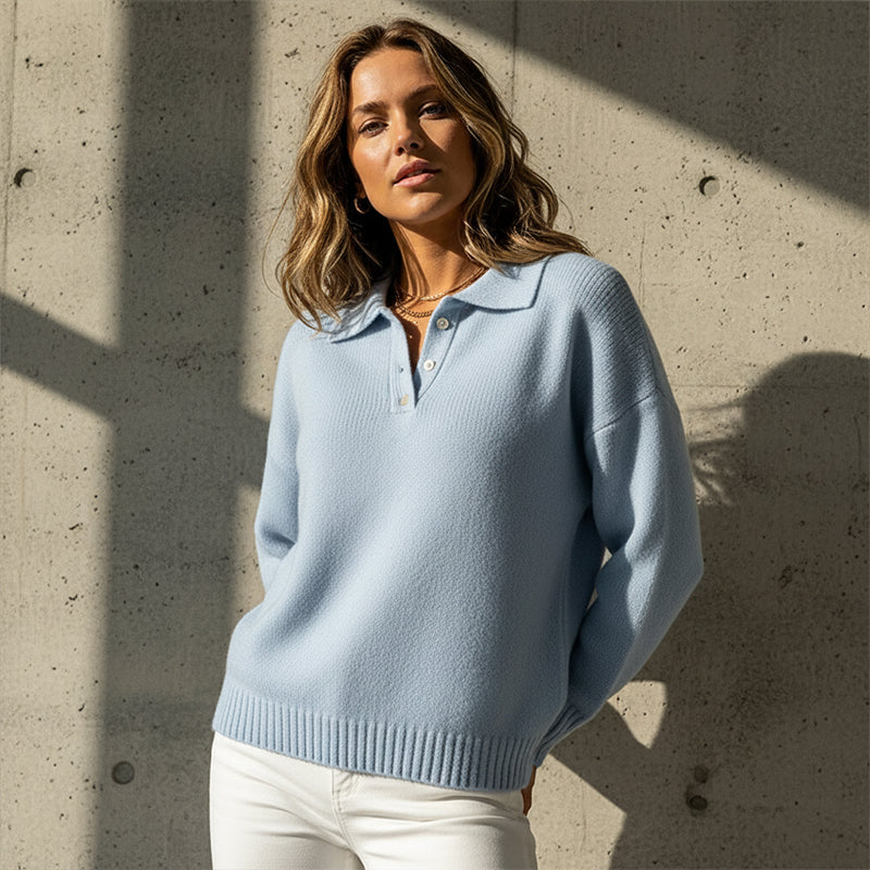 Women's Soft Collared Button Knit Sweater