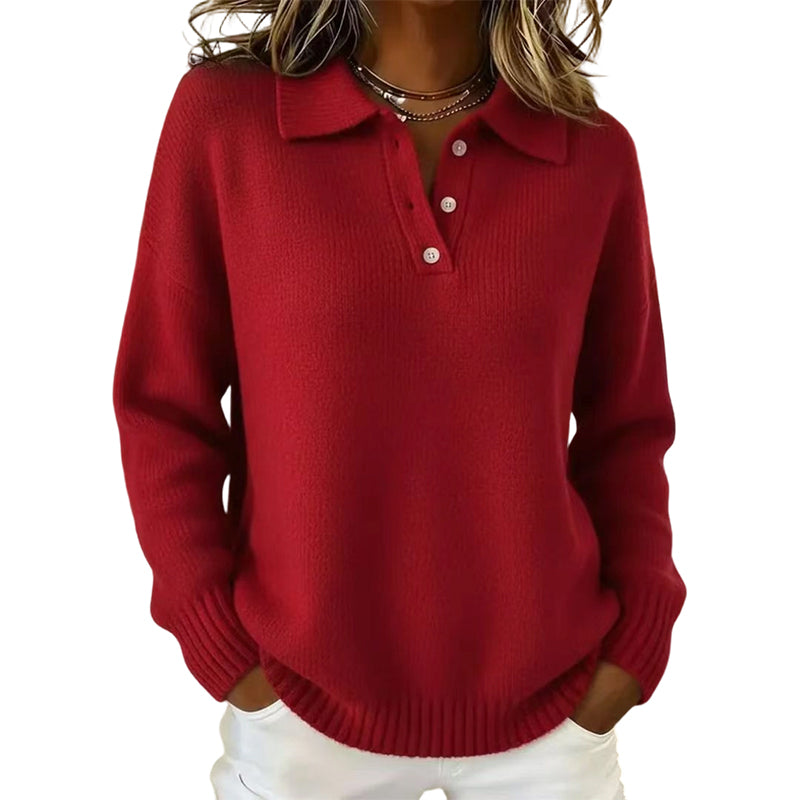 Women's Soft Collared Button Knit Sweater