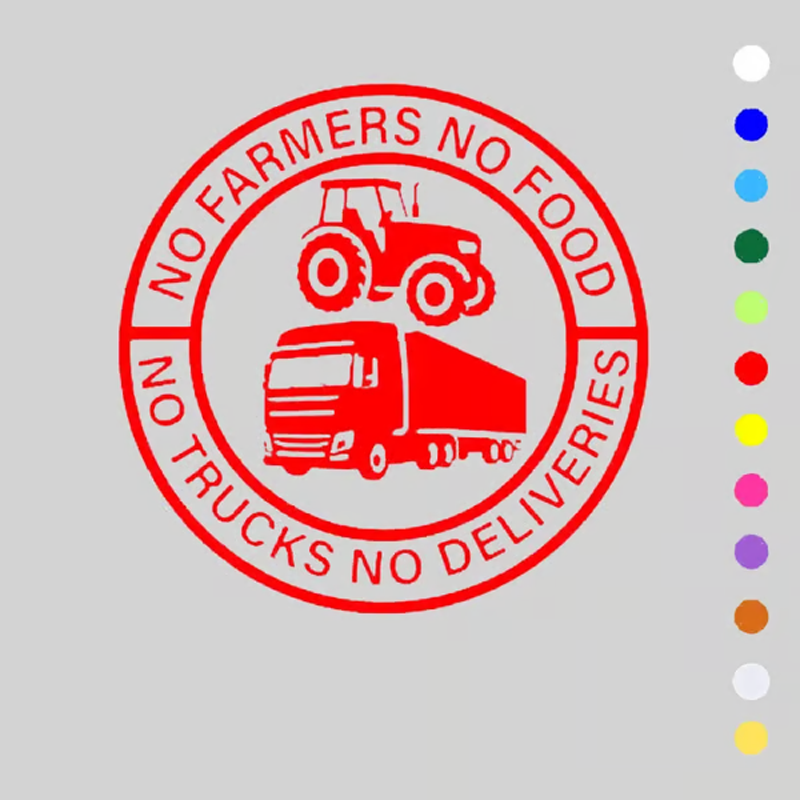 💥Car Vinyl Sticker: No Farmers No Food - No Trucks No Deliveries