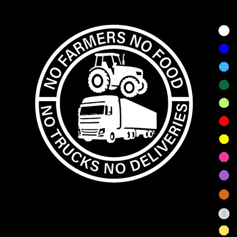 💥Car Vinyl Sticker: No Farmers No Food - No Trucks No Deliveries