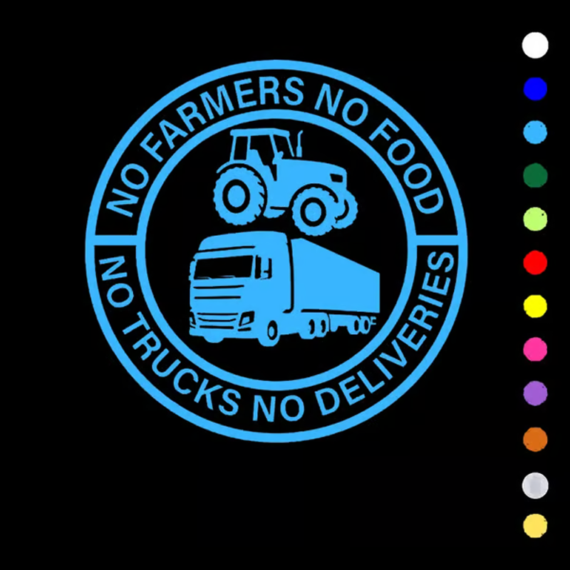 💥Car Vinyl Sticker: No Farmers No Food - No Trucks No Deliveries
