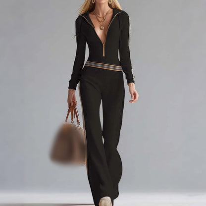 🔥New arrivals offer-Women's Hooded V-Neck Zip-Up Knitted Jumpsuit