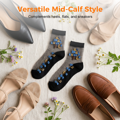 🌸5 Pairs Floral Sheer Ankle Socks for Women🧦
