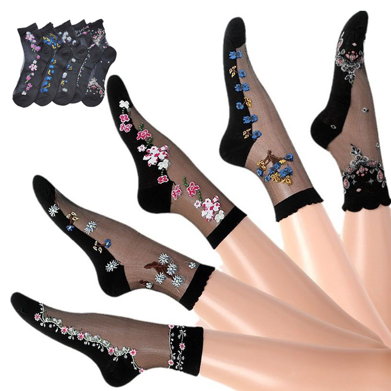 🌸5 Pairs Floral Sheer Ankle Socks for Women🧦