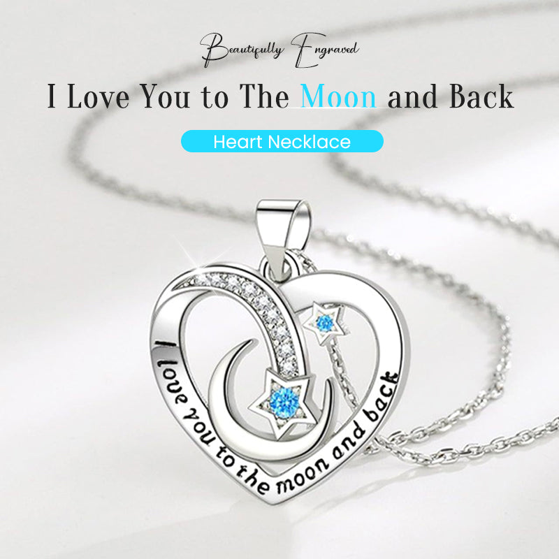 🌙I Love You to The Moon and Back Heart Necklace💖✨