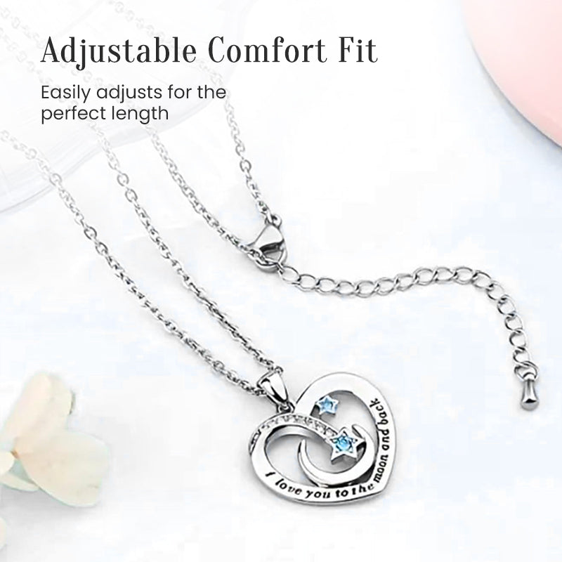 🌙I Love You to The Moon and Back Heart Necklace💖✨